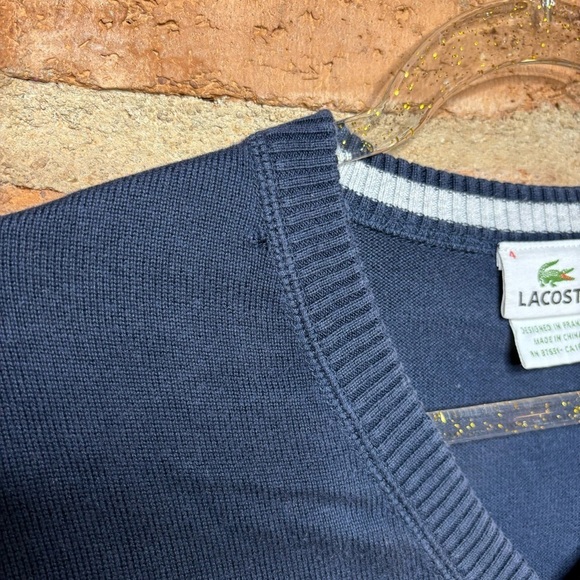 Vintage LACOSTE Men’s Navy Blue Sweater Vest Size 4 Medium - Picture 4 of 6
